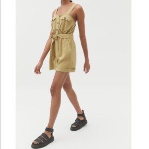 Urban Outfitters Romper NWT!! OLIVE SPRING SUMMER JUMPSUIT BUTTON DOWN SHORTS!
